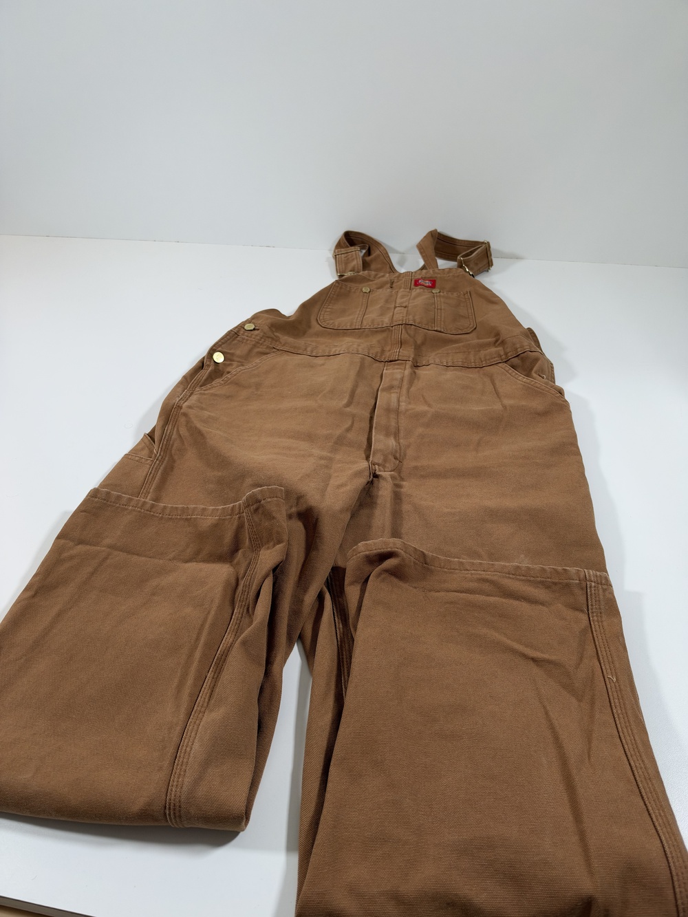 Dickies Bib Overalls Mens 36x30 Brown Carpenter Workwear Construction U515E54